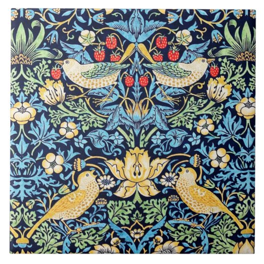 William Morris Strawberry Thief Keramische Tegel. Tegeltje (Voorkant)