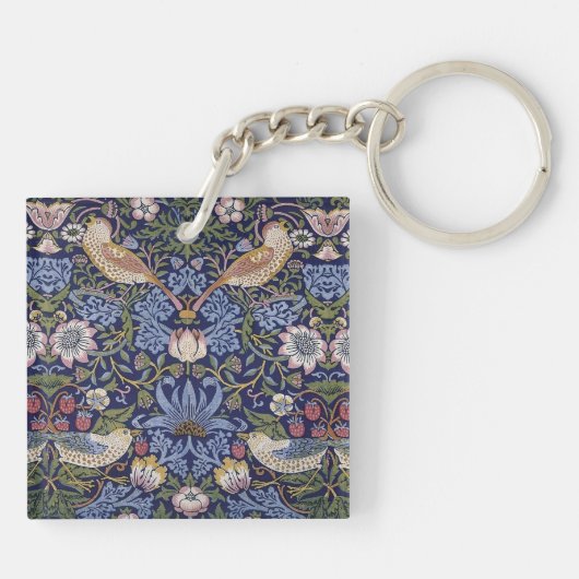 William Morris - Strawberry Thief Keyring Sleutelh Sleutelhanger (Achterkant)