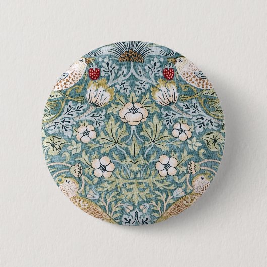 William Morris Strawberry Thief Light Design Ronde Button 5,7 Cm (Voorkant)