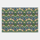 William Morris Strawberry Thief, Multi Blauw Zwart Inpakpapier Vel (Voorkant)