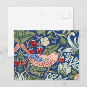 William Morris Strawberry Thief Navy Koraal Briefkaart