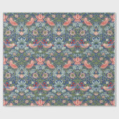 William Morris Strawberry Thief Navy Koraal Cadeaupapier (Vlak)