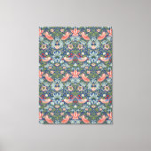 William Morris Strawberry Thief Navy Koraal Canvas Afdruk (Voorkant)
