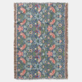 William Morris Strawberry Thief Navy Koraal Deken (Voorkant Verticaal)