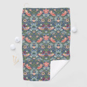 William Morris Strawberry Thief Navy Koraal Golfhanddoek (Insitu)