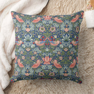 William Morris Strawberry Thief Navy Koraal Kussen