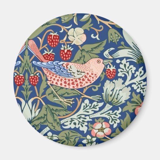 William Morris Strawberry Thief Navy Koraal Magneet (Voorkant)