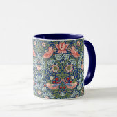 William Morris Strawberry Thief Navy Koraal Mok (Voorkant rechts)