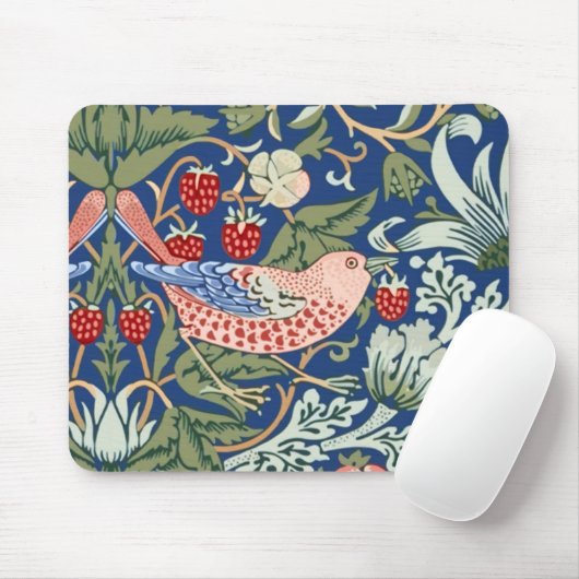 William Morris Strawberry Thief Navy Koraal Muismat (Met muis)
