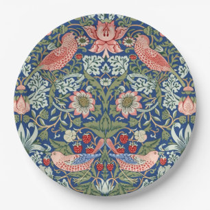 William Morris Strawberry Thief Navy Koraal Papieren Bordje