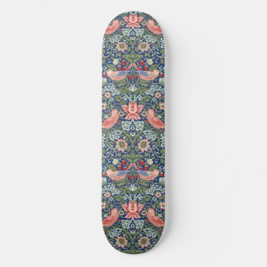 William Morris Strawberry Thief Navy Koraal Persoonlijk Skateboard (Voorkant)