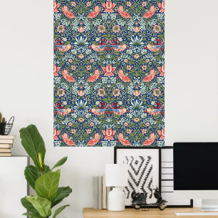 William Morris Strawberry Thief Navy Koraal Poster