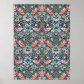 William Morris Strawberry Thief Navy Koraal Poster (Voorkant)