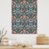William Morris Strawberry Thief Navy Koraal Poster (Keuken)