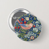 William Morris Strawberry Thief Navy Koraal Ronde Button 5,7 Cm (Voorkant /achterkant)