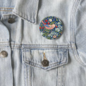 William Morris Strawberry Thief Navy Koraal Ronde Button 5,7 Cm (In situ)