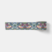 William Morris Strawberry Thief Navy Koraal Satijnen Lint (Voorkant)
