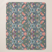 William Morris Strawberry Thief Navy Koraal Sherpa Deken (Voorkant)