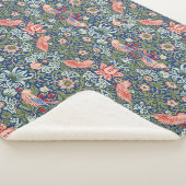 William Morris Strawberry Thief Navy Koraal Sherpa Deken (3/4)
