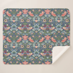 William Morris Strawberry Thief Navy Koraal Sherpa Deken