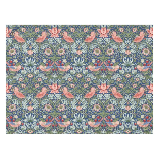 William Morris Strawberry Thief Navy Koraal Tafelkleed (Voorkant (Horizontaal))