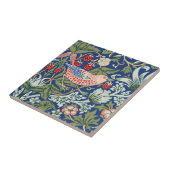 William Morris Strawberry Thief Navy Koraal Tegeltje (Zijkant)