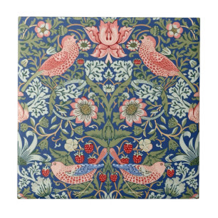 William Morris Strawberry Thief Navy Koraal Tegeltje