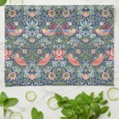 William Morris Strawberry Thief Navy Koraal Theedoek (Gevouwen)
