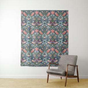 William Morris Strawberry Thief Navy Koraal Wandkleed