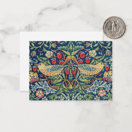 William Morris - Strawberry Thief Notitiekaartje (Voorkant / Achterkant in situ)