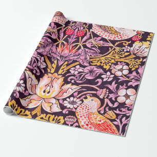 William Morris Strawberry Thief Paarse Versie Cadeaupapier