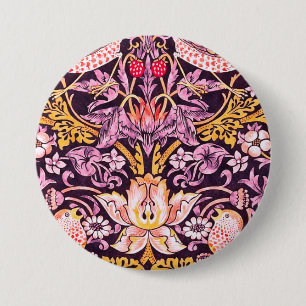 William Morris Strawberry Thief Paarse Versie Ronde Button 7,6 Cm