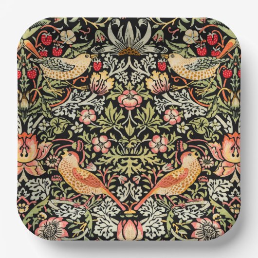 William Morris Strawberry Thief Papieren Bordje (Voorkant)
