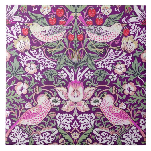 William Morris Strawberry Thief Patroon  Tegeltje (Voorkant)