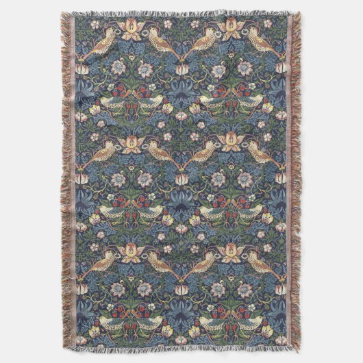 William Morris  Strawberry Thief Pattern Deken (Voorkant Verticaal)