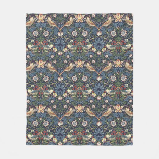 William Morris Strawberry Thief Pattern Fleece Deken (Voorkant)