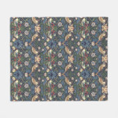 William Morris  Strawberry Thief Pattern Fleece Deken (Voorkant (Horizontaal))
