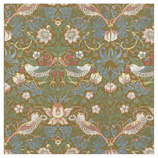William Morris  Strawberry Thief Pattern Stof (Close Up)