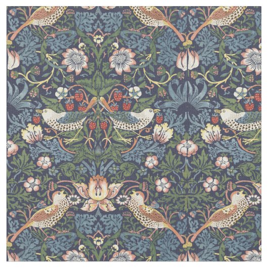 William Morris Strawberry Thief Pattern Stof (Close Up)