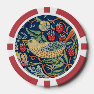 William Morris - Strawberry Thief Poker Chips