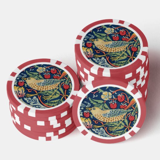 William Morris - Strawberry Thief Poker Chips (Opstapeling)