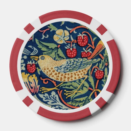 William Morris - Strawberry Thief Poker Chips (Achterkant)