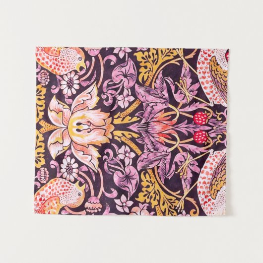 William Morris Strawberry Thief Purple Version Wandkleed (Voorkant (horizontaal))