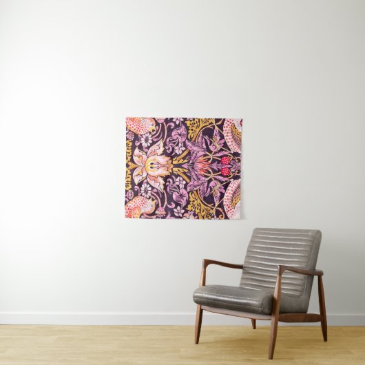 William Morris Strawberry Thief Purple Version Wandkleed (In Situ (horizontaal))