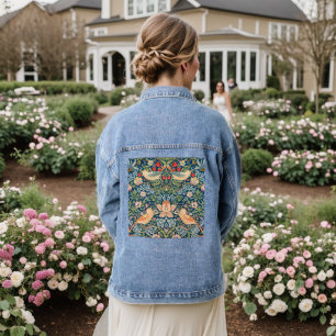 William Morris Strawberry Thief, Retro Denim Jacket