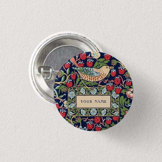 William Morris Strawberry Thief Ronde Button 3,2 Cm (Voorkant /achterkant)