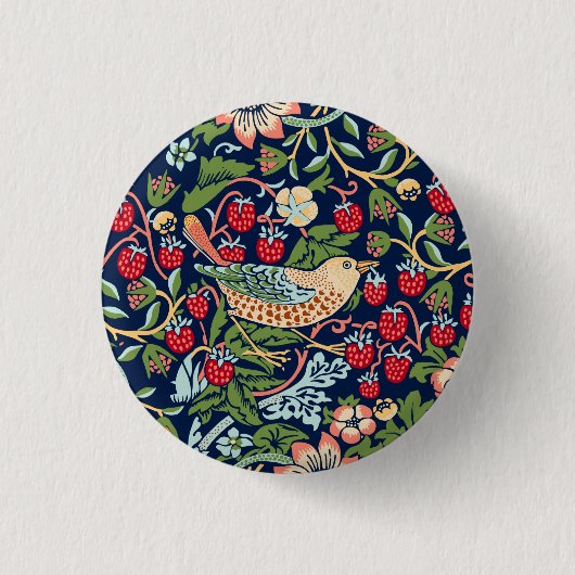 William Morris Strawberry Thief Ronde Button 3,2 Cm (Voorkant)