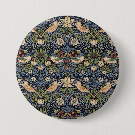 William Morris Strawberry Thief Ronde Button 7,6 Cm (Voorkant)