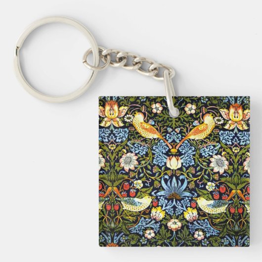 William Morris - Strawberry Thief Sleutelhanger (Voorkant)