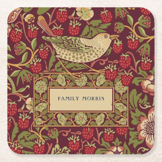 William Morris Strawberry Thief Square Paper Coast Kartonnen Onderzetters (Voorkant)